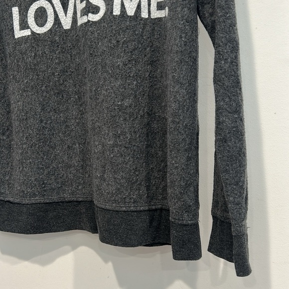 Chaser Black Long Sleeve soft cozy Tee - Caffeine Loves Me pullover grey medium - Picture 4 of 5